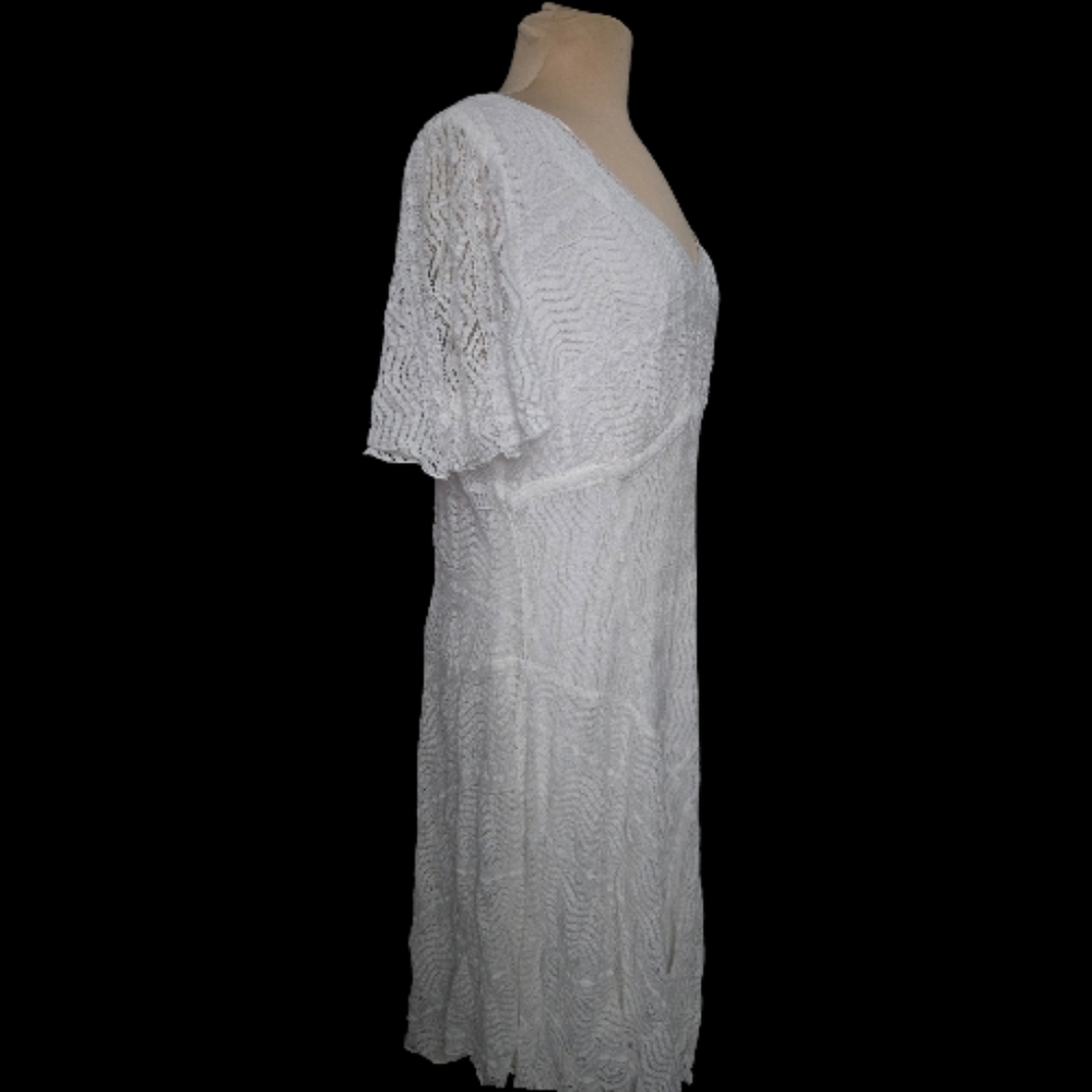 Elegant White Spring Lace Dress By Rabbit Rabbit Rabbit Sz L - Picture 2 of 7